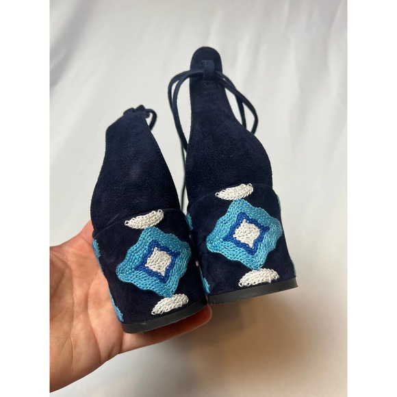 Aquazzura Blue ‘Samba’ Suede Block-Heel Sandals Sz. 40 (US 10) - Picture 6 of 8